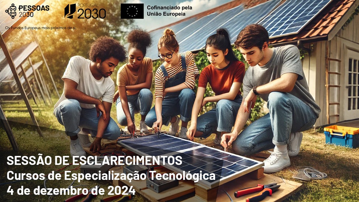 imagem gráfica de grupo de jovens a mexer num painel eletrónico solar.