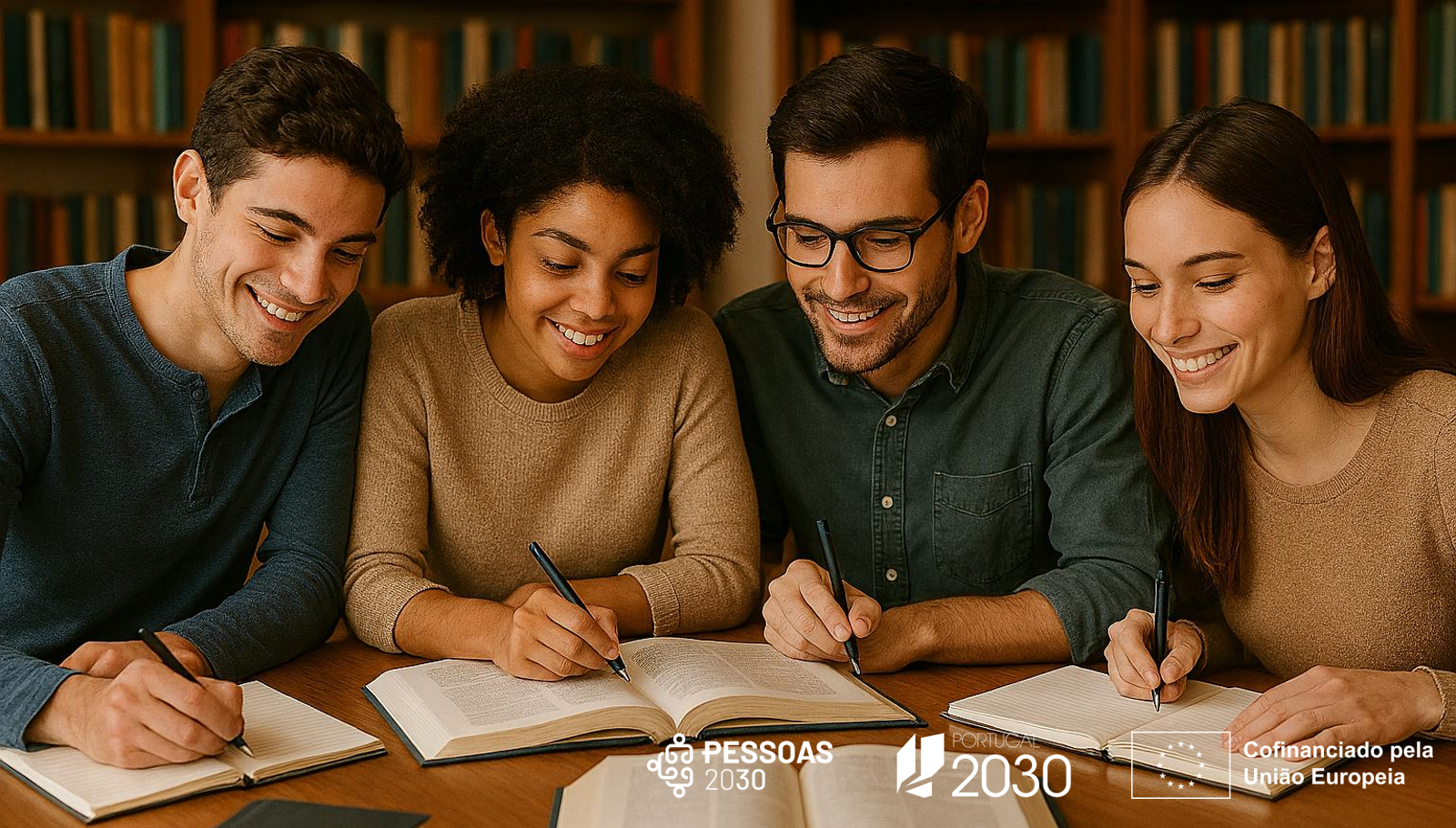 grupo de jovens adultos a estudar