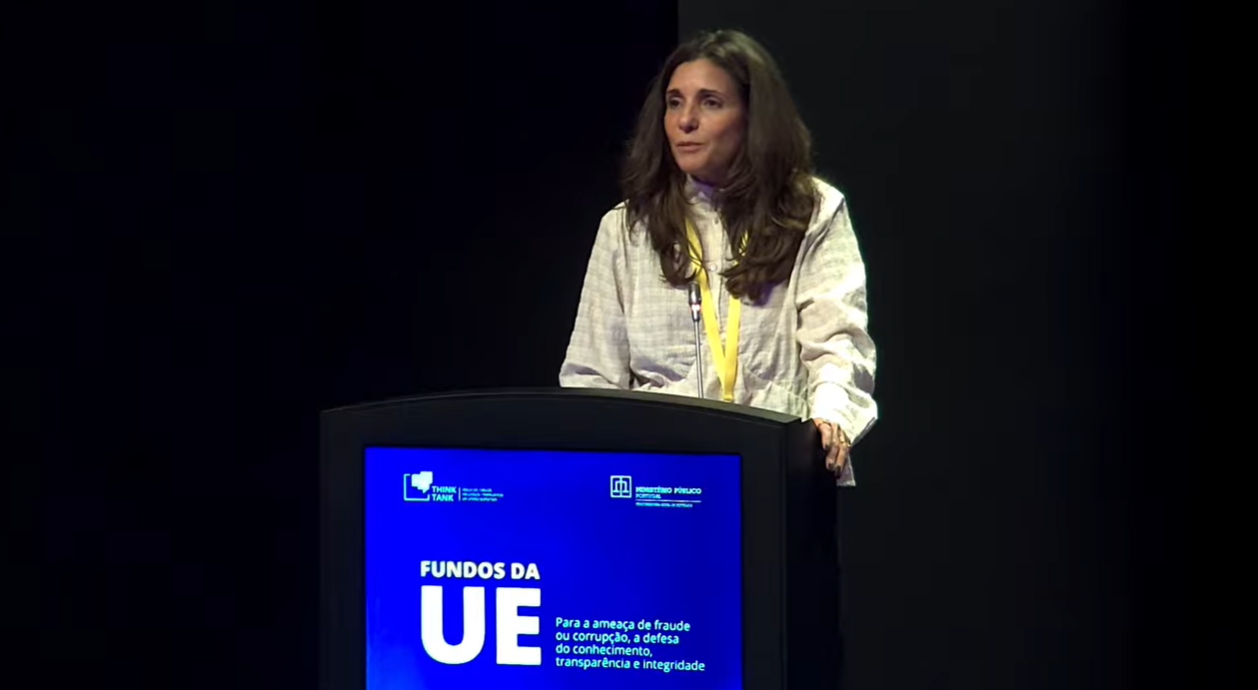 Conferência “Fundos da União Europeia: para a ameaça de fraude ou corrupção, a defesa do conhecimento, transparência e integridade” Ana Coelho, presidente da Comissão Diretiva do PESSOAS 2030. discursa numa conferência